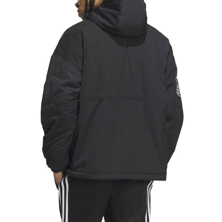 adidas Двусторонняя хлопковая куртка с длинным рукавом и вышитым логотипом, мужская верхняя одежда черного цвета IU4785