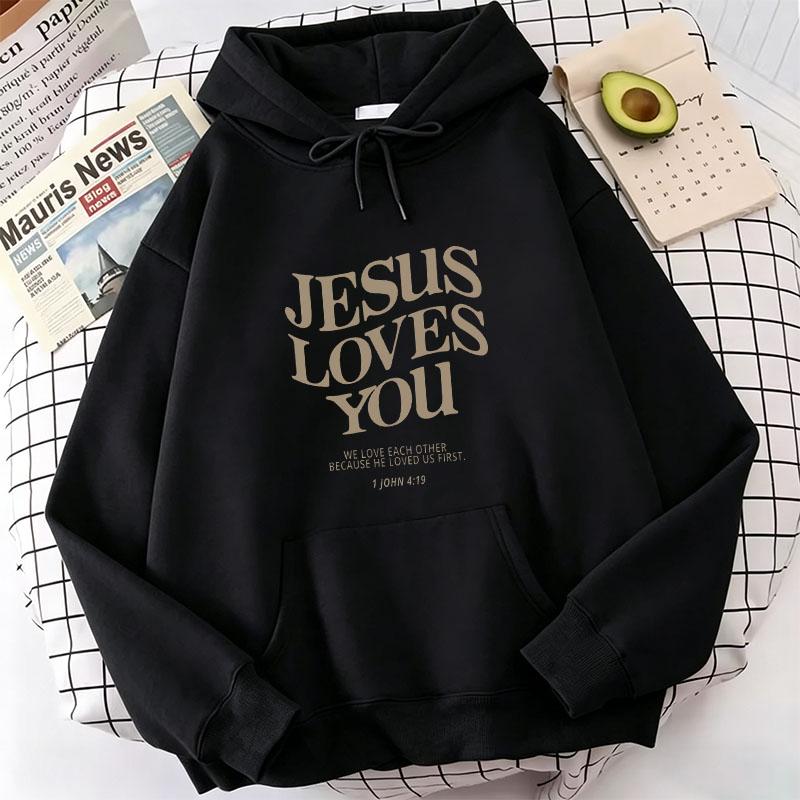 Модные худи с принтом букв 'Jesus Love You' Весна Осень Зима Повседневные худи Толстовки Мужские Женские Топ
