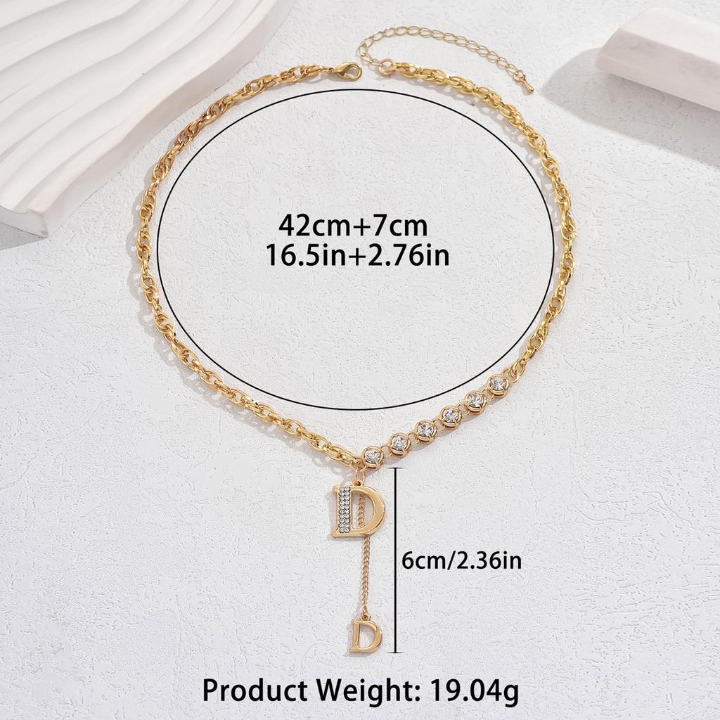 Sweet Korean version of small fresh women's necklace personalized English letter niche design collarbone chain inlaid zircon item jewelry