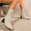 Fashion 2025 New Women Boots Soft Knitted Casual Comfortable Shoes Women Fashion Pointed Ankle Boots Women Outdoor High Heels Shoes