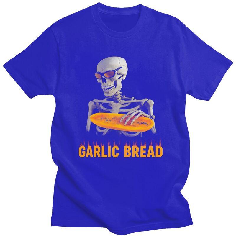 Garlic Bread Skeleton Meme TShirt Pure Cotton Tees Shirt Summer O Neck Tshirt Casual ShortSleeve Clothing For Men Birthday