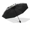 1pc Black and White Floral Pattern Umbrella with Plastic Handle,Suitable for All Seasons Umbrellaptys26006