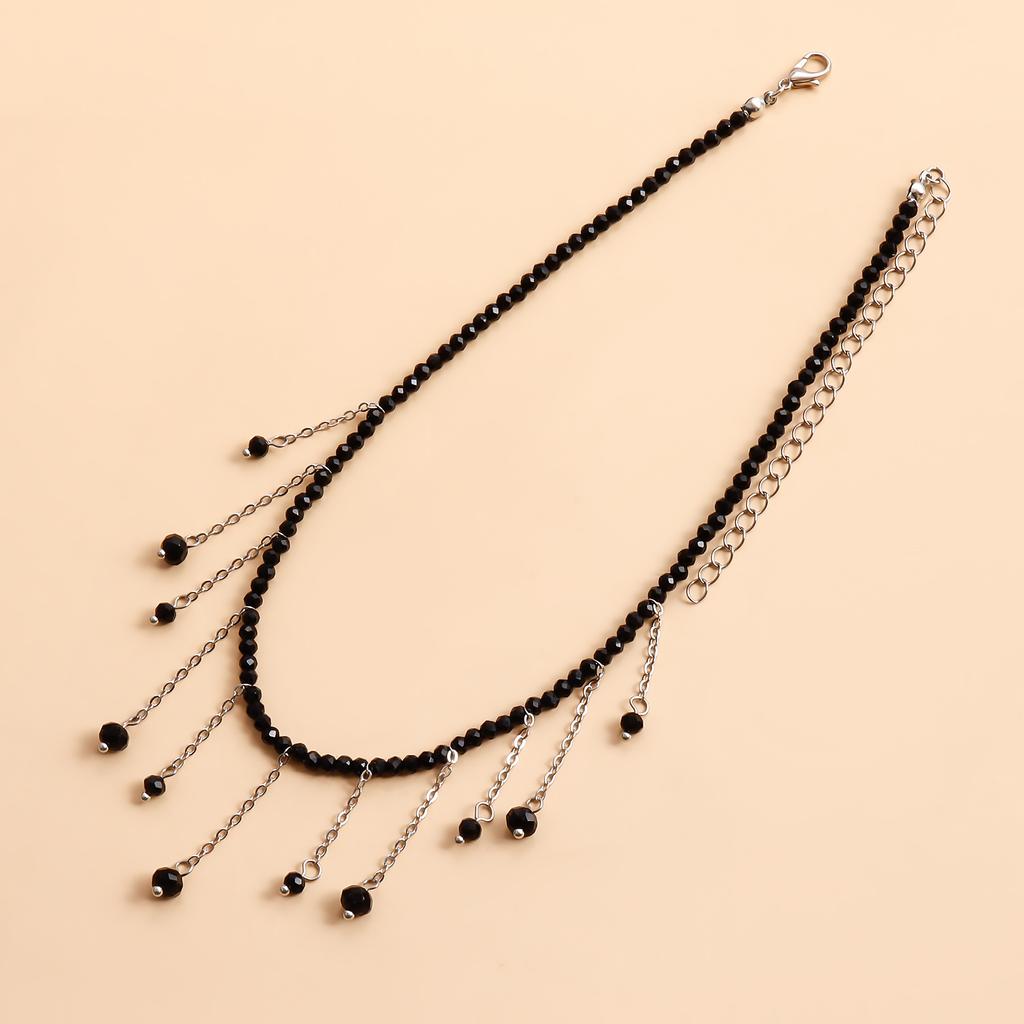 Аксессуары, винтажное черное бусины кисточка хрустальная подвеска колье Лолита премиум ожерелье