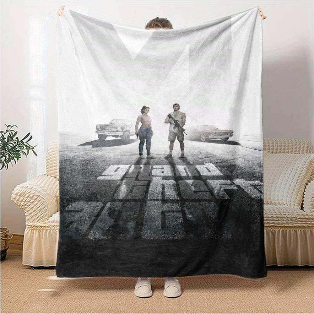 Gta Blanket Soft & Cozy Perfect for Bed Bedding Office Chair Four Seasons Universal Stylish Decor Unique Gift for Family and Friends Camping