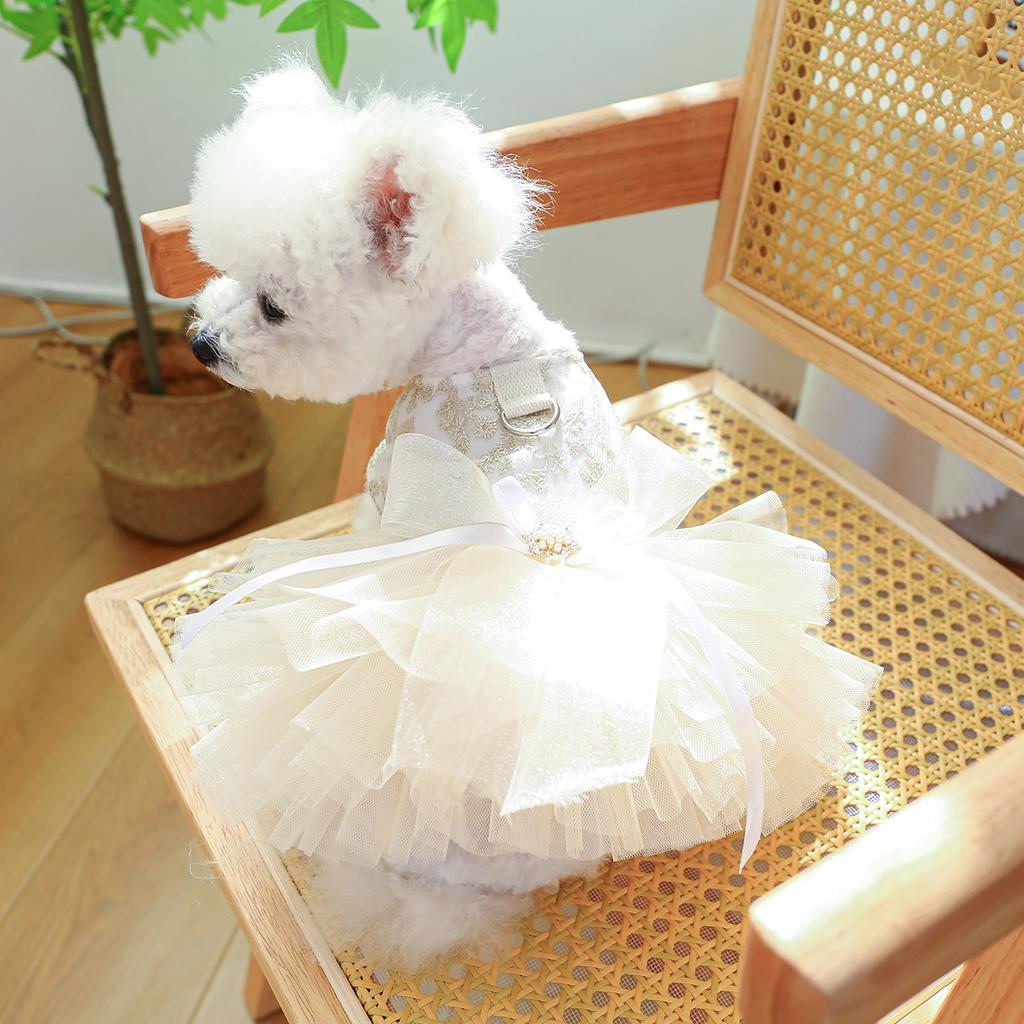 Pet Circle Dogs Cats Cats Apparel Puffy Saree Chest and Back High-end Dresses Dresses Wedding Collection
