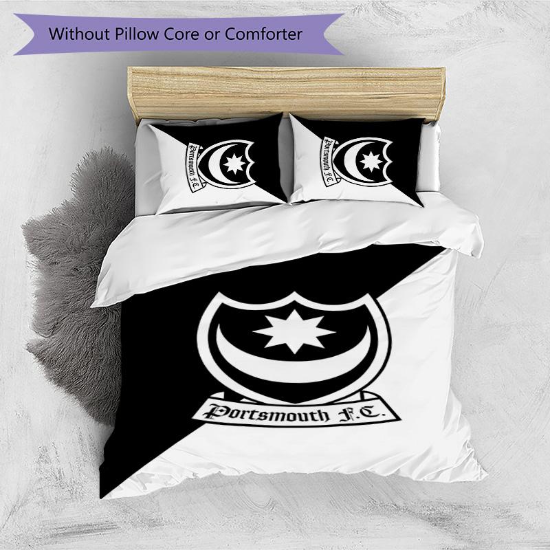 Portsmouth FC Printed 3PCS Bedding Set Breathable Duvet Cover with Pillowcases Decorative Bed Linen for Bedroom Home