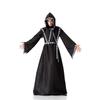 Halloween Adult Vampire Medieval Reaper Black Dark Wizard Robe Dress Up Costume