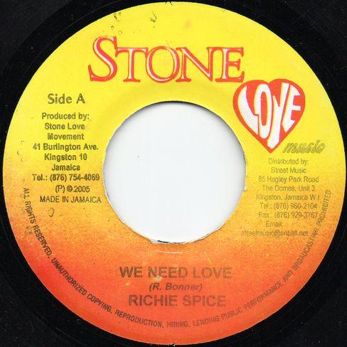 7inch Record RICHIE SPICE / FRISCO KID - We Need Love / I See Dem NONE Stone Love Musi 2005 Jamaica Reggae, Ska & Dub Used