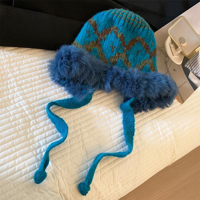 Thickened Plush Knitted Hat Ear Protection Rabbit Hair Hat Autumn And Winter New Warm Wool Hat Fisherman Hat Women's Hat