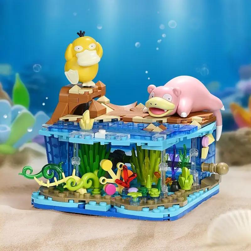 Серия Покемон Конструкторы Пикачу Псидак Погаман Мультяшная Сцена Модель Кирпичики Коллекция Украшения Детские Игрушки Праздничные Подарки