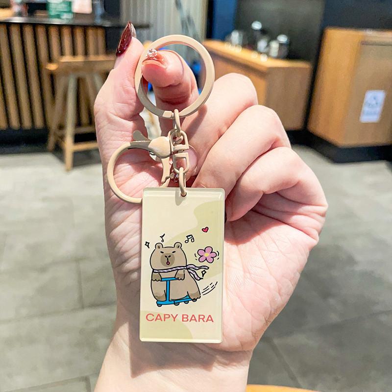 Cute Cartoon Acrylic Keychain Adorable Capybara Design For Backpacks And Bags