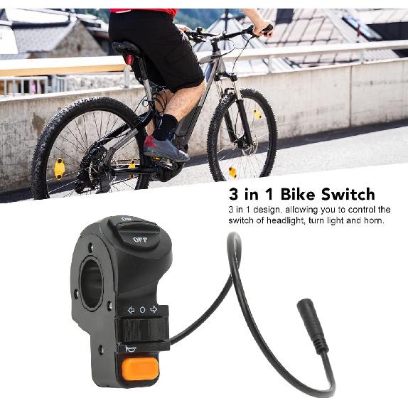 Electric Bike Light Switch, 3 in 1 Ebike Spotlight Headlight On Off Lightweight Universal Control Tuning Horn Signal Light Switch for Electric