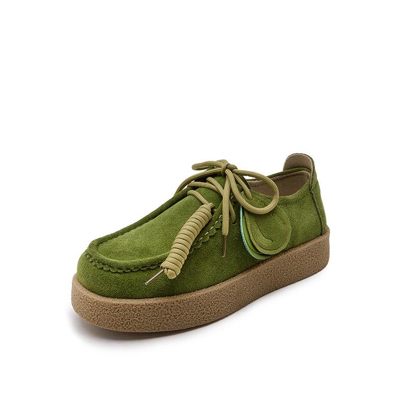 Модная женская обувь Нубук кожа Повседневные балетки Кожаные одинарные туфли Женские для ходьбы Нескользящая обувь Женская обувь Zapatos De Mujer