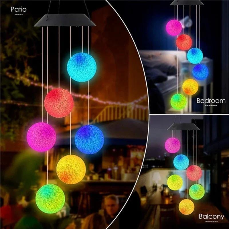 Garden Solar Colored Lights Environmentally Friendly LED Crystal Wind Chime Decoration Holiday Waterproof & Color Changing Decor