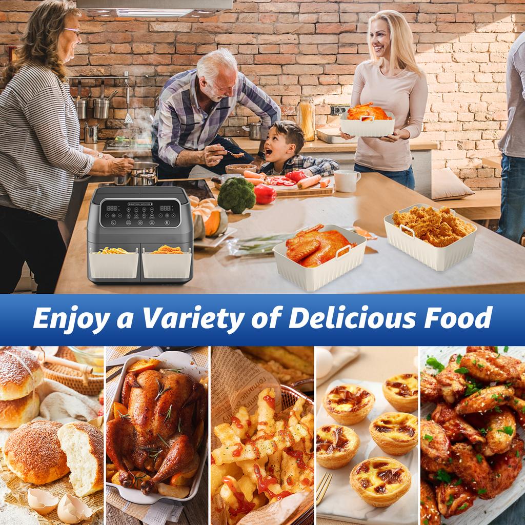 2 шт. Силиконовый вкладыш для аэрофритюрницы с ручкой, многоразовый силиконовый поддон для аэрофритюрницы, прямоугольный силиконовый горшок для аэрофритюрницы, термостойкий воздух