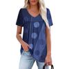 Women's Casual V-Neck Short Sleeve Chest Ruffle Printed Top