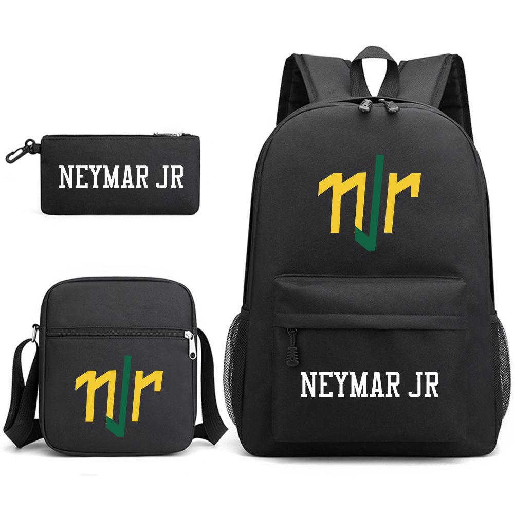 Neymar schoolbag star Neymar has the same peripheral printed backpack, male and female students campus three-piece schoolbag.
