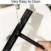 Silicone Shower Squeegee with Hook & Lanyard, Black Window Glass Scraper, Mirror Screen Wiper, Multi Cleaner for Bathroom, Door, Car and Furniture