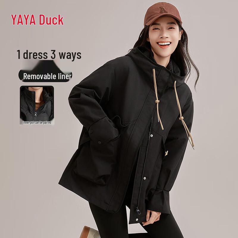 YAYA 3-in-1 Detachable Mid-Length Hooded Down Parka
