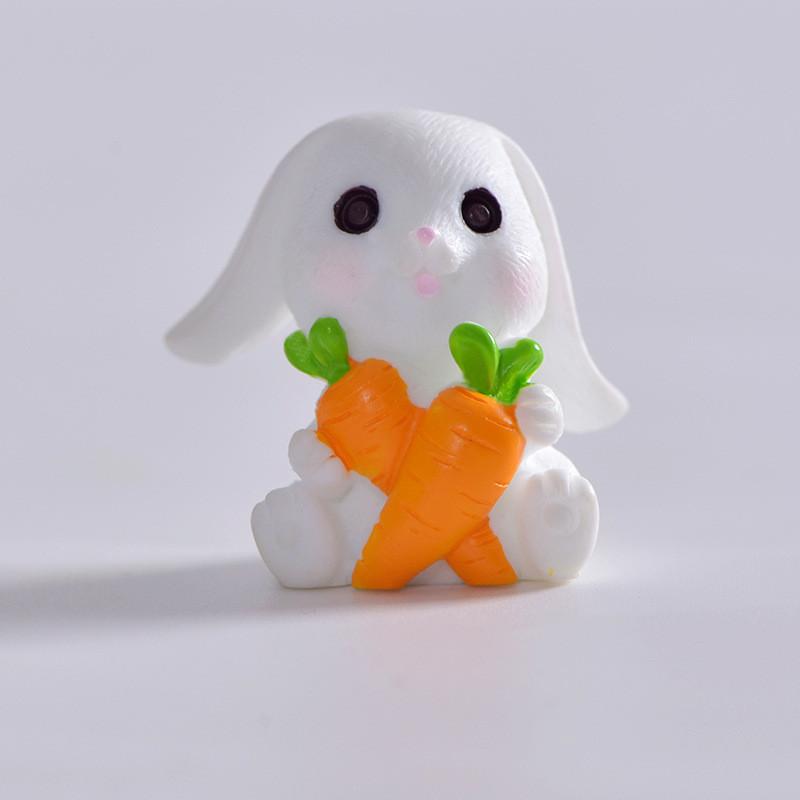 Cute Resin White Rabbit Ornament Enchanting Garden Miniature Decor Piece