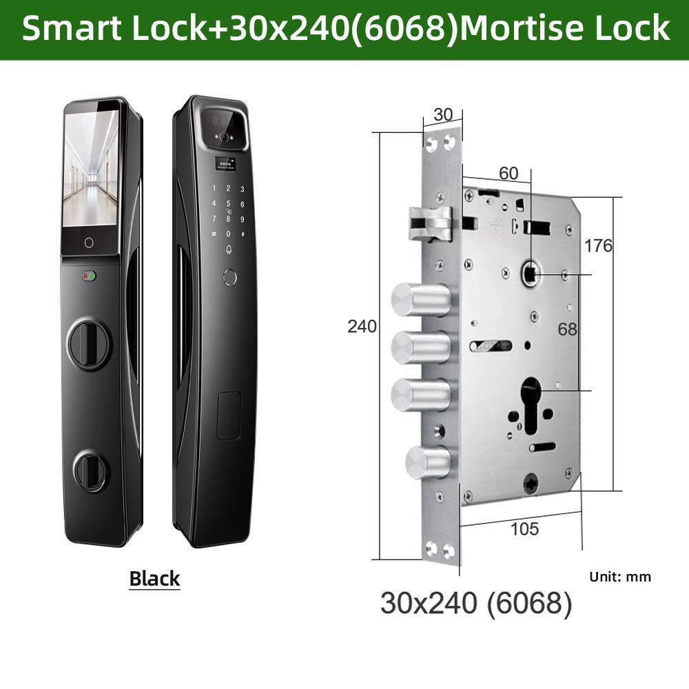 RAYKUBE Fully Automatic Tuya WiFi Smart Lock, Video Intercom, Remote Unlocking, Face Recognition