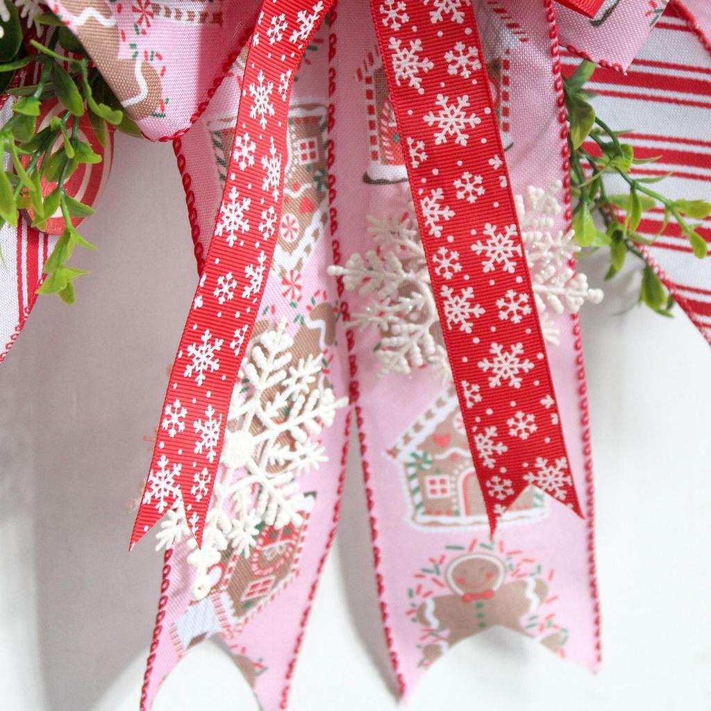 Gingerbread Christmas Wreath 50cm/20 Inch Artificial Xmas Door Hanging Decor for Farmhouse Window Holiday Festival Decoration