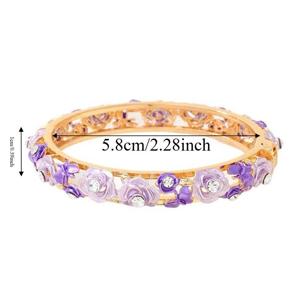 Traditional Filigree Enamel Bangle Rhinestone Women's Wrist Jewelry Daily