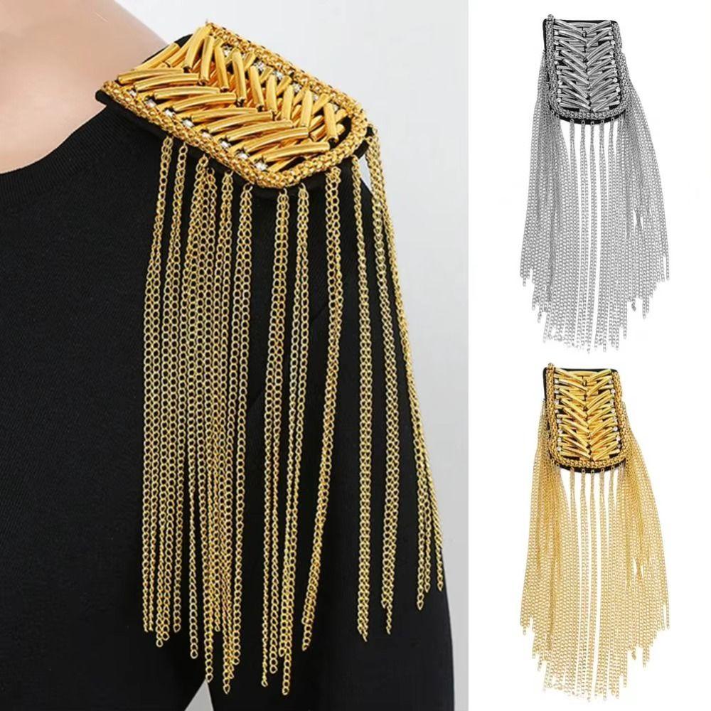 Breastpin Club Tassel Chain Epaulette Cool Jacket Vintage Brooch Stage Performance