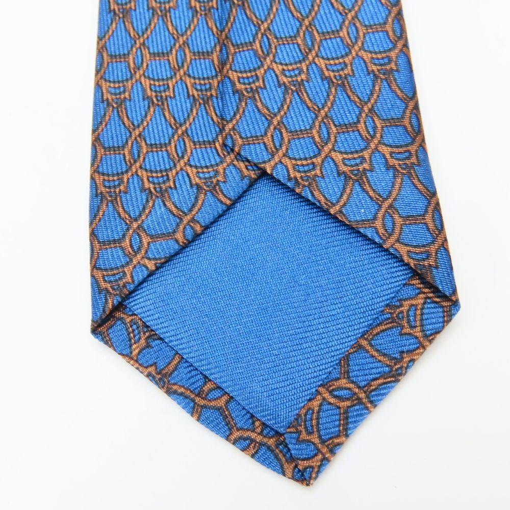 Used HERMES Tie Toyota Limited Edition Silk Blue Brown Suit