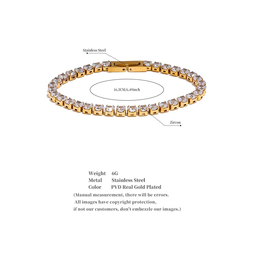 Eetit 4mm High Quality Shiny Cubic Zirconia Chain Wrist Bracelet Bangle for Women Stainless Steel Exquisite Premium Jewelry New