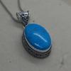 Huge Oval Cab Blue Turquoise Gemstone 925 Sterling Sillver Pendant Jewelry, Native Style Boho Designer Handmade Pendant
