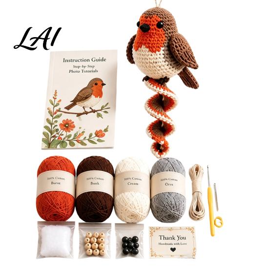 DIY Butterfly Bee Ladybug Project Crochet Garden Animal Spiral Hanging Kit Beginner Friendly Swing Creative Hobby Gift for Crafters Hummingbird