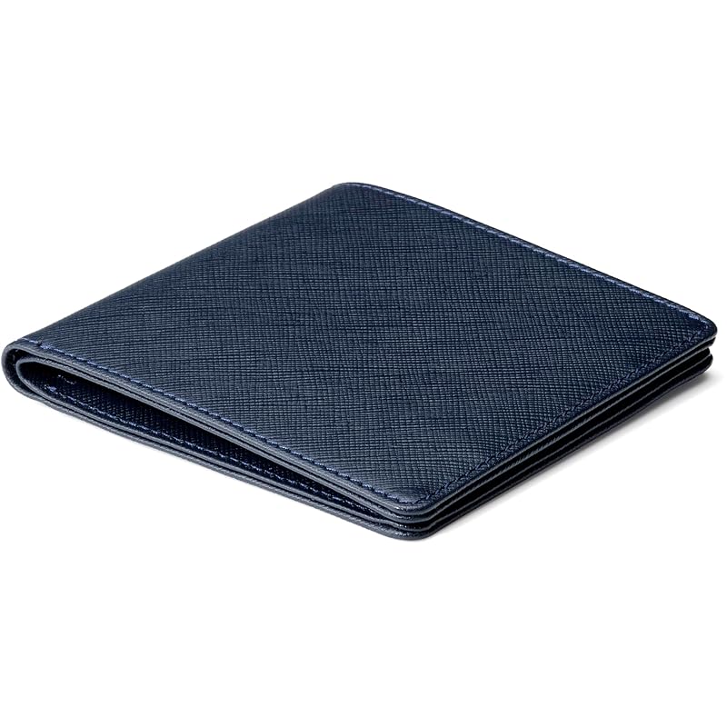[VALOREA] bifold wallet men's lightweight Thin [Smart design for easy removal] genuine leather compact (Navy)