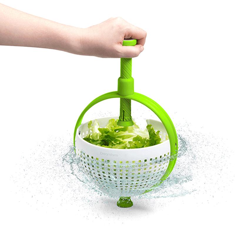 Нейлоновый вращающийся дуршлаг с вращающейся вертушкой для салата, устойчивый к царапинам, со складной ручкой