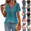 Женские топы с коротким рукавом, летние футболки с V-образным вырезом, повседневная плиссированная блузка, свободный принт, базовая футболка