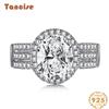 Tancise Women Classic 925 Sterling Silver  Zircon Ring Ladies Jewelry Wedding Promise Party Gift