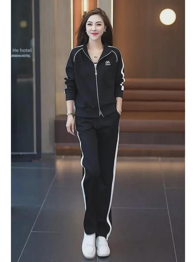 Women's Fall 2024 Slimming Sweater & Wide-Leg Pants Set – Trendy & Youthful Two-Piece Casual Sportswear