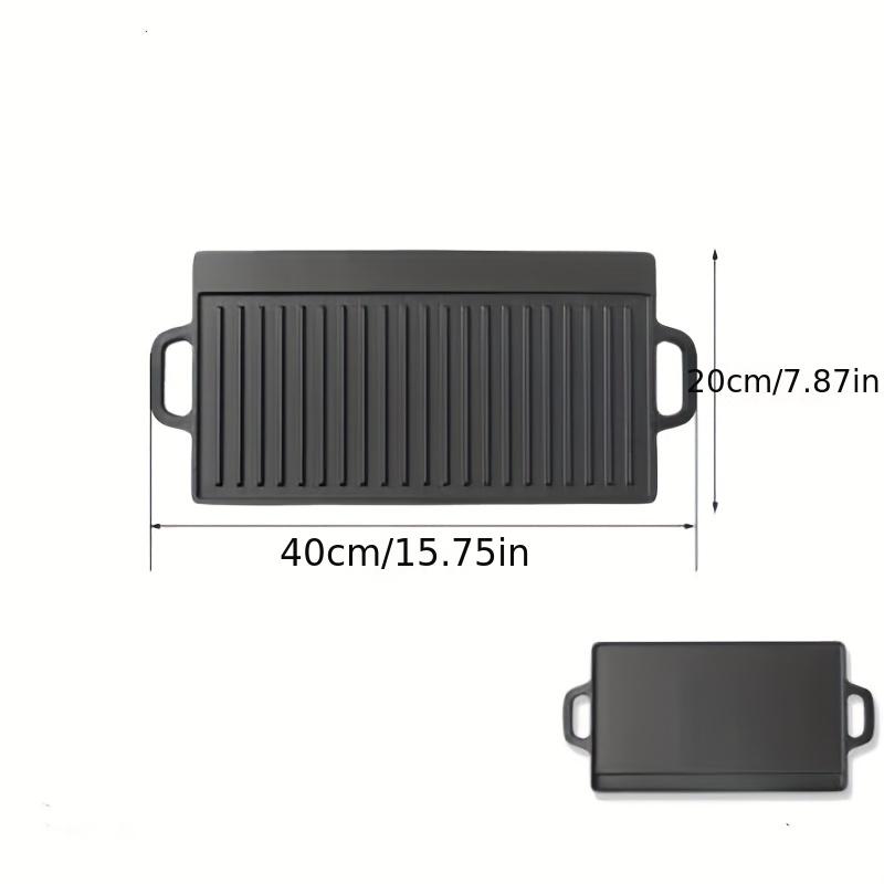 Cast Iron Baking Tray Can Be Flipped Double-sided Barbecue Tray Outdoor Camping Handle BBQ Tools Barbecue Plate Square Gas Grill