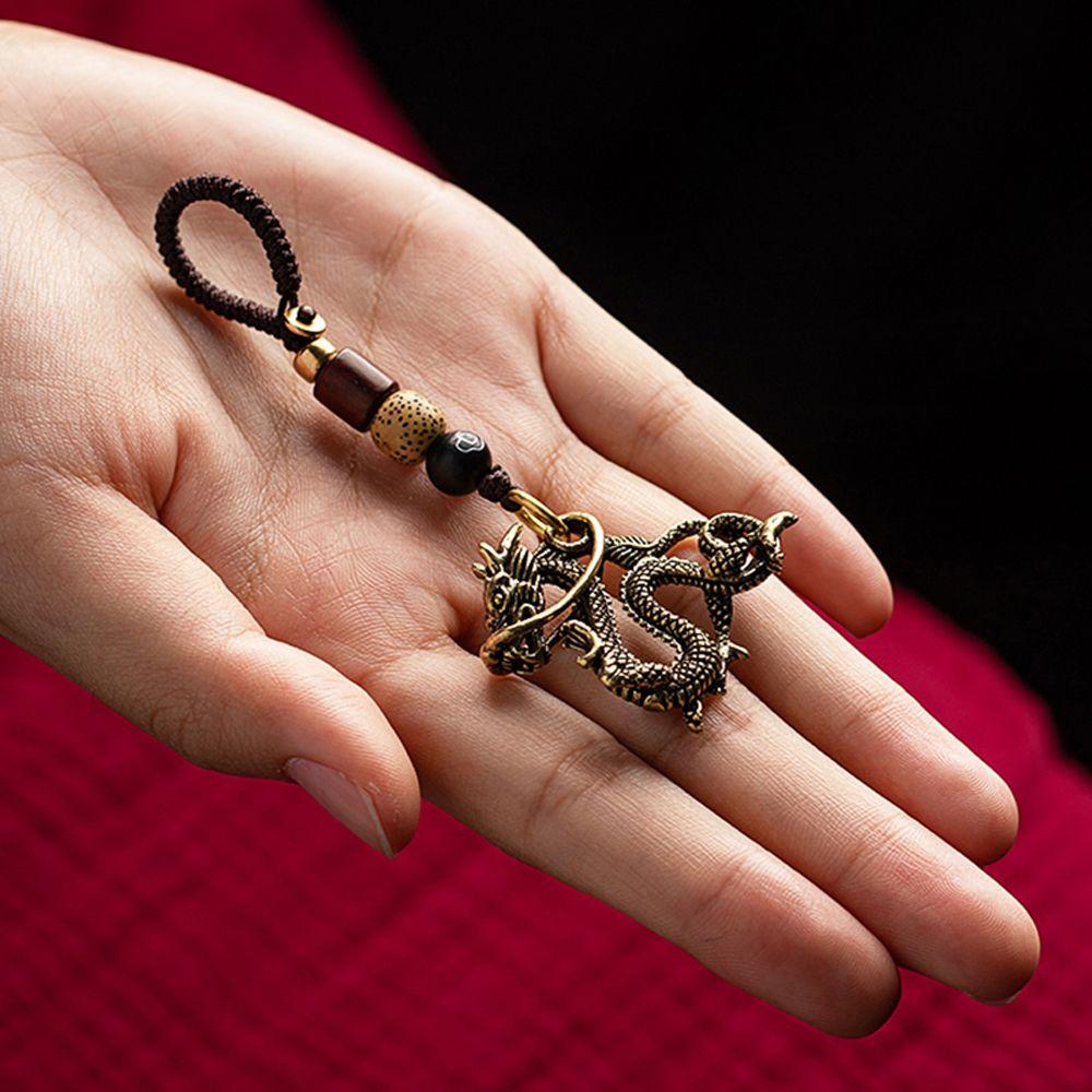 Подвесной брелок для ключей, медный брелок в виде зверя и дракона, брелок Кирин, 12 знаков зодиака, брелок для автомобиля, брелок для ключей