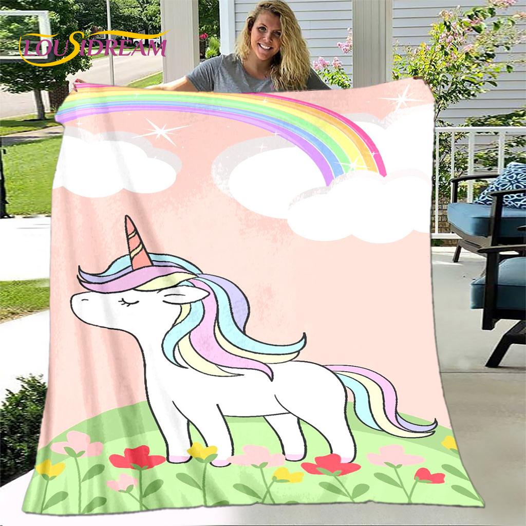 Cartoon Cute Unicorn Blanket,Flannel Blanket Throw Blanket,Children's Warm Blanket for Living Room Bedroom Beds Sofa Travel Gift