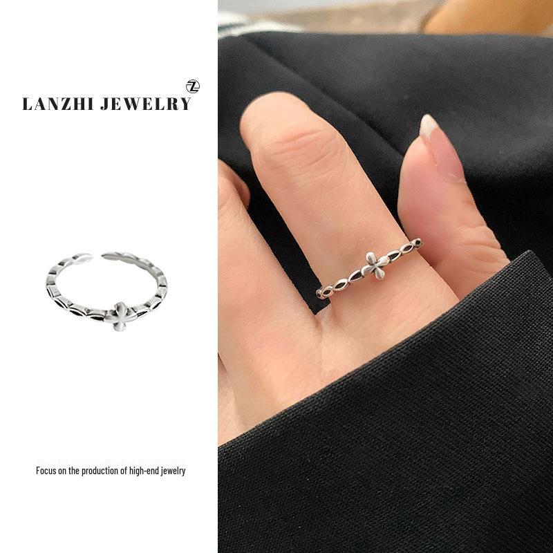 Тайское серебро Женское наборное кольцо - Серебро 925 пробы, Нишевый дизайн, Простые и универсальные украшения