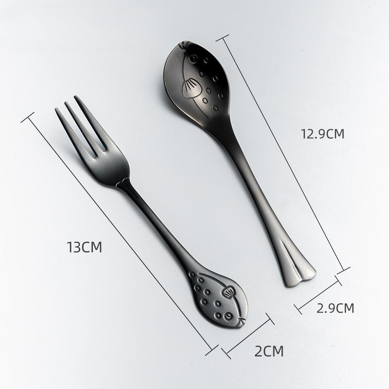 HANYANG Новая креативная милая ложка в виде дельфина, кофейная ложка из нержавеющей стали 304, нож и вилка, ослепительная цветная ложка для перемешивания