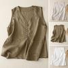 Cotton Linen Vest for Women Summer Sleeveless Cardigans Casual Buttons Short Jacket