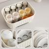 Countertop Utensil Caddy Dish Storage Box Efficient Draining Design Large Capacity Tableware Storage Container with Dustproof Lid