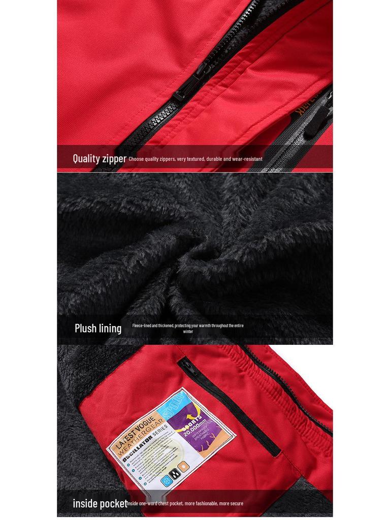 Унисекс зимняя куртка для катания на лыжах и езды на велосипеде большого размера с флисовой подкладкой и плотным хлопковым наполнителем
