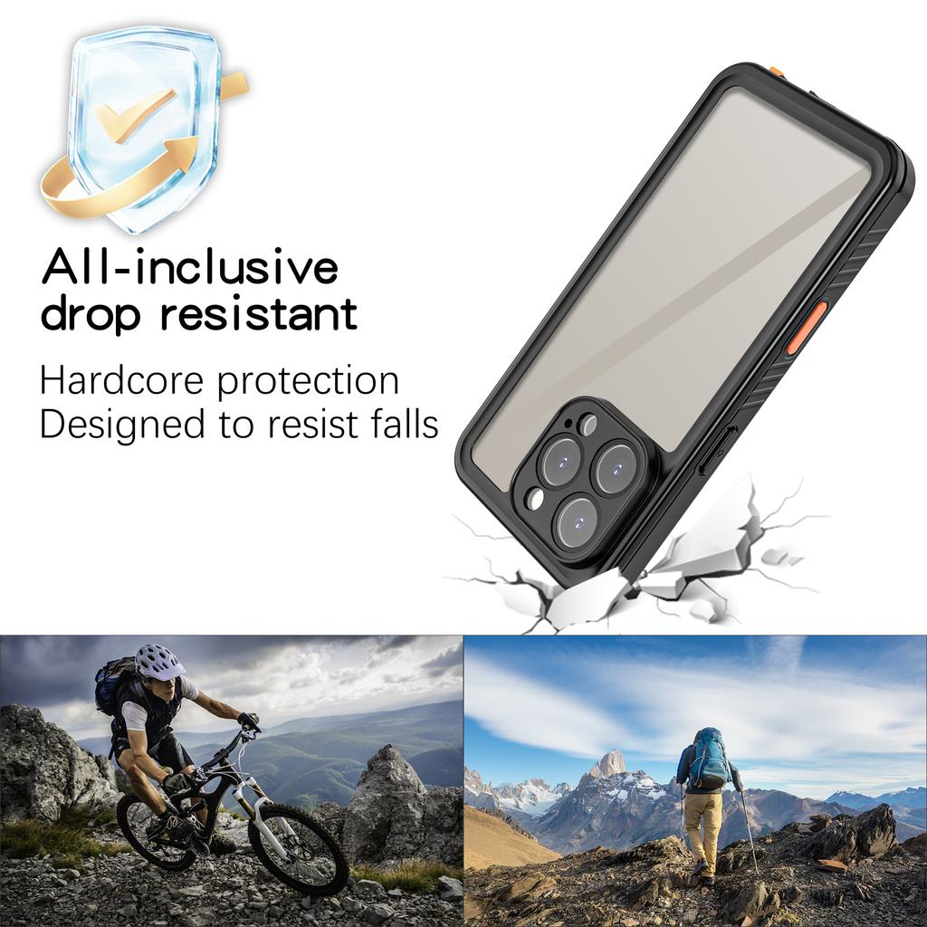 shellbox for 17Promax/16/15/14 waterproof phone case diving swimming anti-drop anti-shockproof full body protective phone case