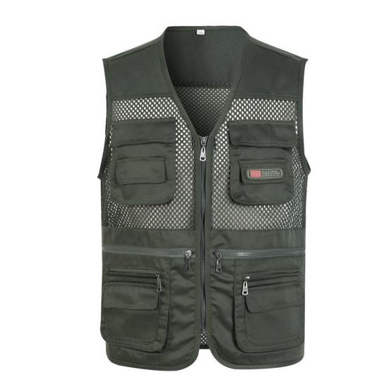 Outdoor Vest Zippers All Match Plus Size Stylish Pure Color Straight for Hunting