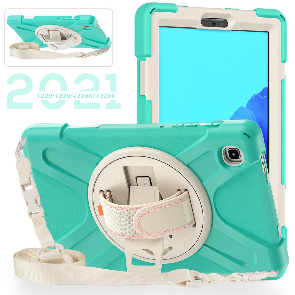 Rugged Case For Samsung Galaxy Tab A7 Lite 8.7 SM-T220 SM-T225 Hybrid Rotating Cover Anti-shock With Hand & Shoulder Strap Coque