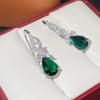 925 Sterling Silver Green CZ Dangle Earrings for Women Fashion Water Drop Cubic Zircon Brilliant Bride Wedding Jewelry GiftsGood product