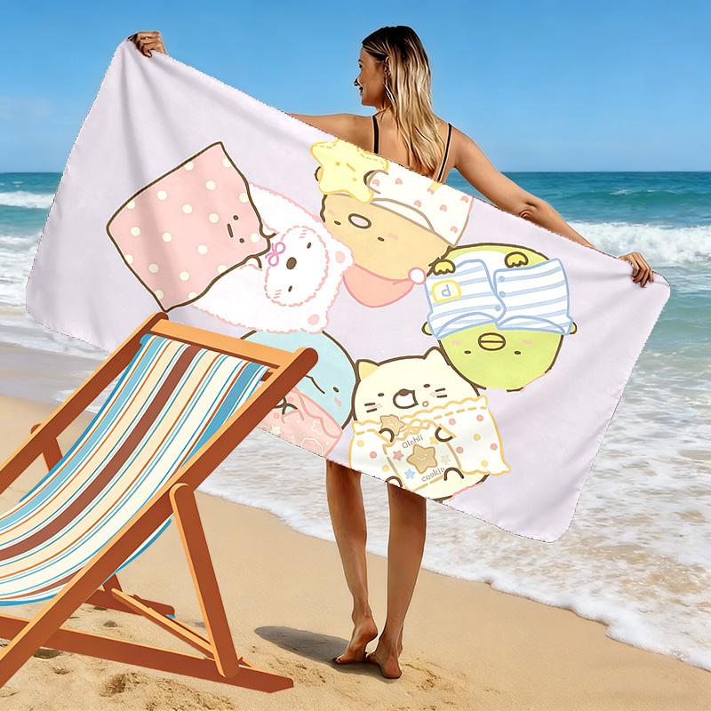 Sumikko Gurashi Print Beach Towel, Large Soft Quick Dry Towel for Beach Camping Swimming